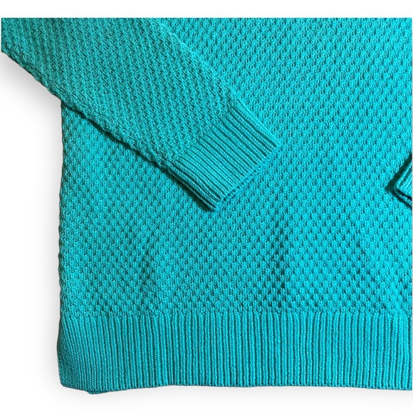 GAP Green/Turquoise Cotton Waffle-Knit Sweater L - Picture 6 of 9